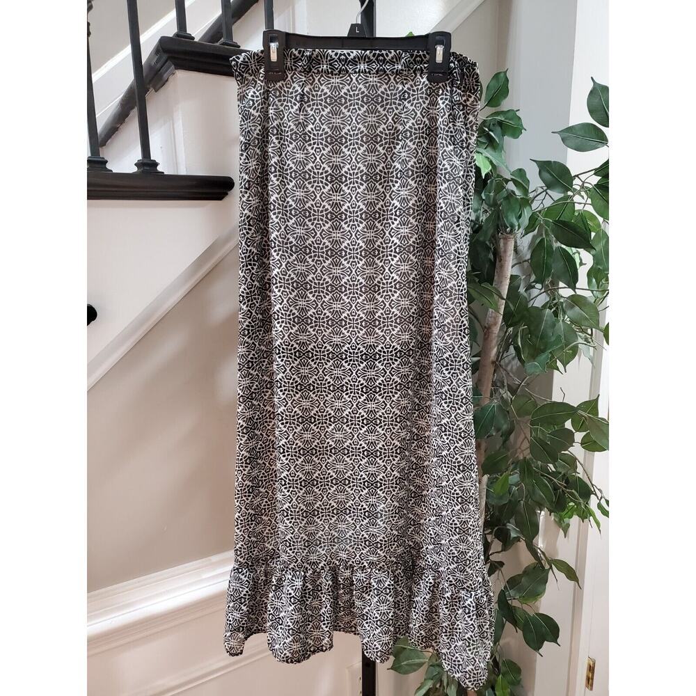 Heart Soul Women Brown Polyester Ruffle Comfort Elastic Waist Midi Skirt Size XS